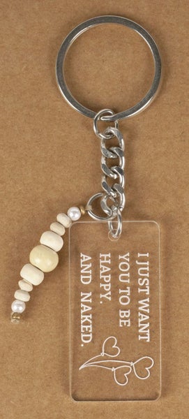 Inkdotpot Funny Keychain, I Just Love To Be Happy Acrylic Engraved Keychain, Carousel 1