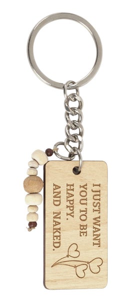 Inkdotpot Funny Keychain I Just Love To Be Happy Wood Engraved Keychain Carousel 1
