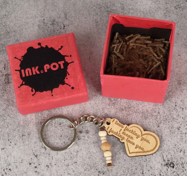 Inkdotpot Funny Keychain I Just Love To Be Happy Wood Engraved Keychain Carousel 2