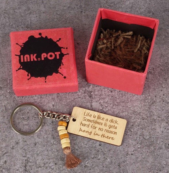 Inkdotpot Funny Keychain Life Is Like A ** Someties It Gets Hard For No Reason Carousel 2