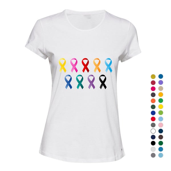 Cancer HIV AIDS Support Awareness Ribbon Symbol Ladies Women T Shirt Tee Top Carousel 2