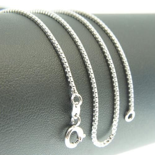 18k White Gold F 46cm 18'' necklace 1mm solid box chain for pendant AUS MADE Carousel 1