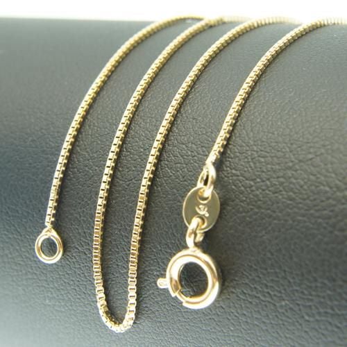 18k Gold F 46cm 18'' necklace 1mm solid box chain for pendant AUS MADE Carousel 1