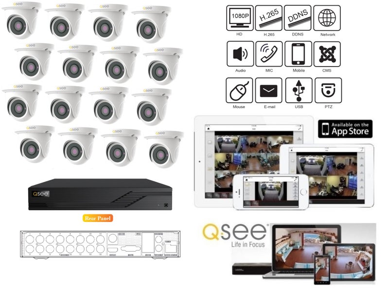 CCTV Q-See 32 Channels 16 Camera 2MP 1080P & 4TB Hard Drive Carousel 1