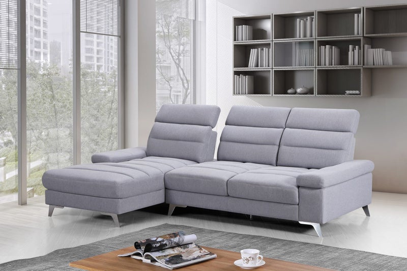 Zaragoza 2-Seater Plus CHaise LHF in Quality light grey fabric Carousel 1