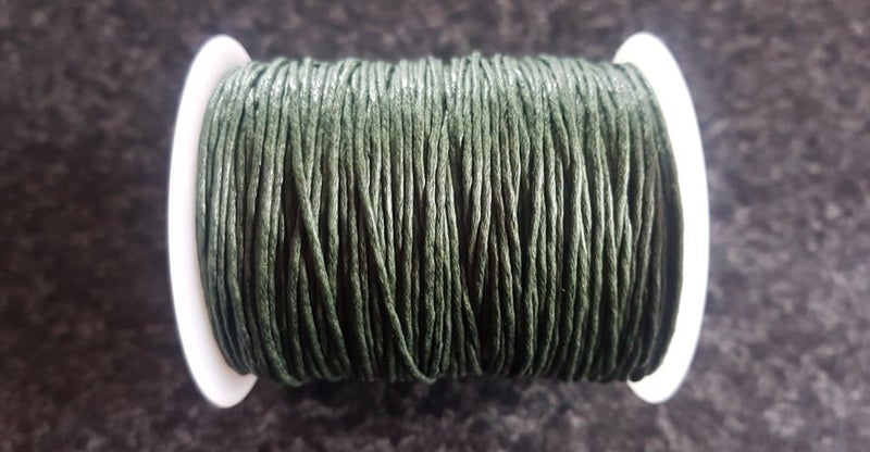 Waxed cotton cord, 1mm, approx 92 metres - green Carousel 1