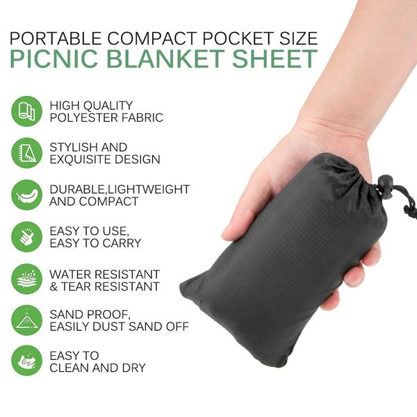 Beach Blanket Soft Material Waterproof Mat Portable for Outdoor Activities Black Carousel 2