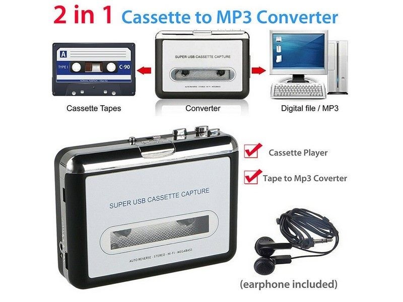 USB Cassette Player Capture Cassette Tape to MP3 Directly Recorder Converter NEW Carousel 1