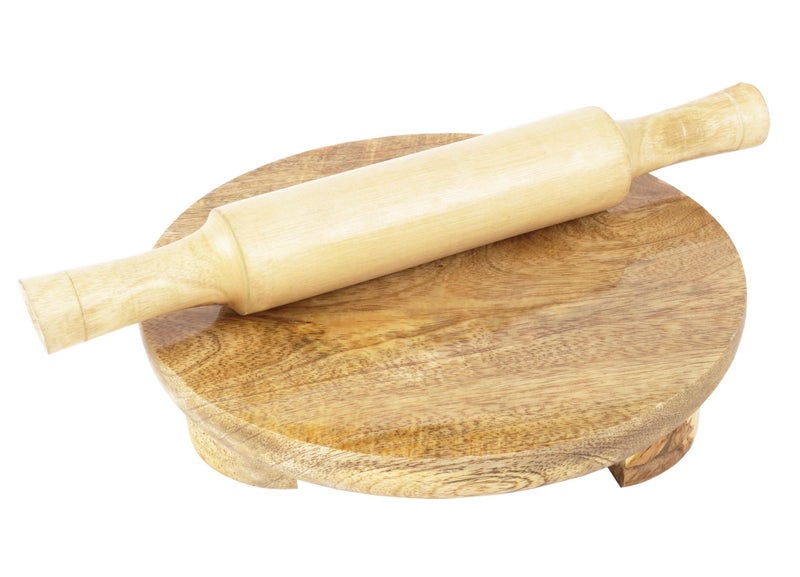 Trifri Handmade Wooden Round Roti Maker Wooden Chakla Belan Carousel 1