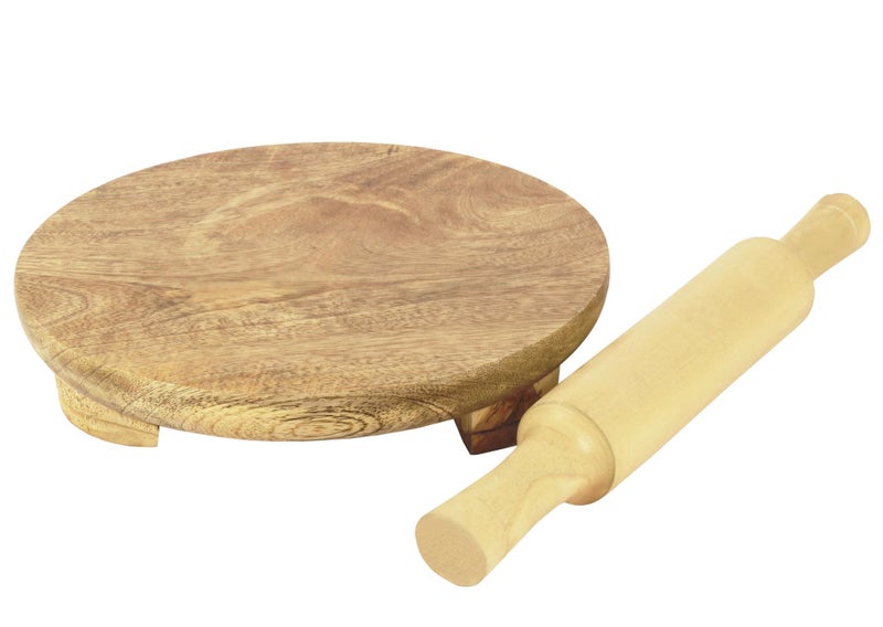Trifri Handmade Wooden Round Roti Maker Wooden Chakla Belan Carousel 2