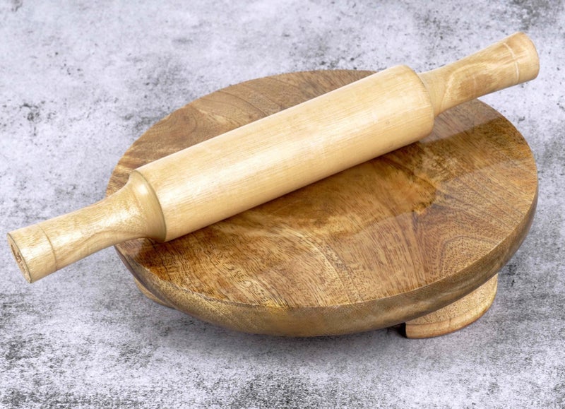 Trifri Handmade Wooden Round Roti Maker Wooden Chakla Belan Carousel 5