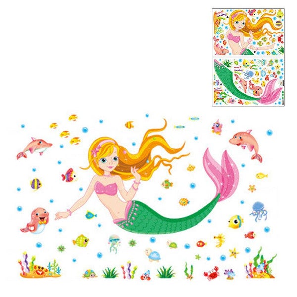 2Pcs Removable 3D Wall Stickers Bubble Mermaid Princess Decoration -05 Carousel 1