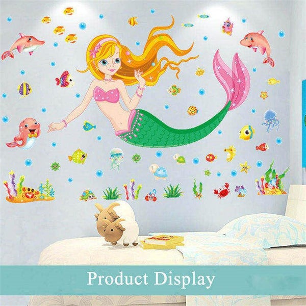 2Pcs Removable 3D Wall Stickers Bubble Mermaid Princess Decoration -05 Carousel 2