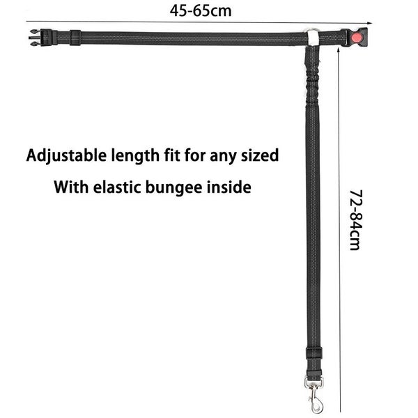 Pet Car Seatbelt Restraint Adjustable Elastic Connect Dog Harness -Red Carousel 2