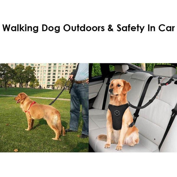 Pet Car Seatbelt Restraint Adjustable Elastic Connect Dog Harness -Red Carousel 7