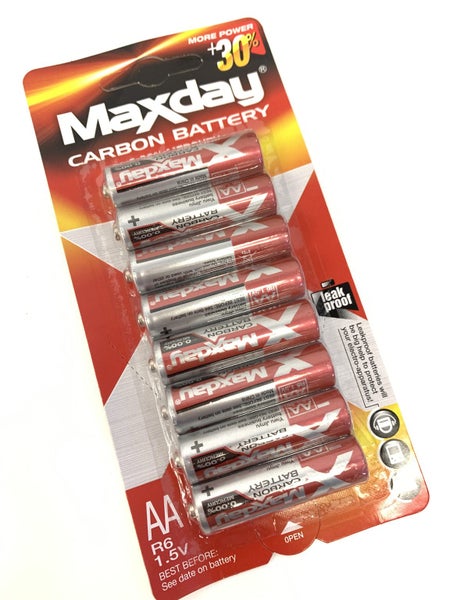 8pc AA Battery MAXDAY Carbon Zinc 1.5 Volt Carousel 1