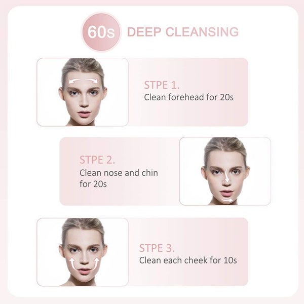 Facial Cleansing Brush 4 Modes With 3 Replacement Brush Heads -Pink Carousel 6