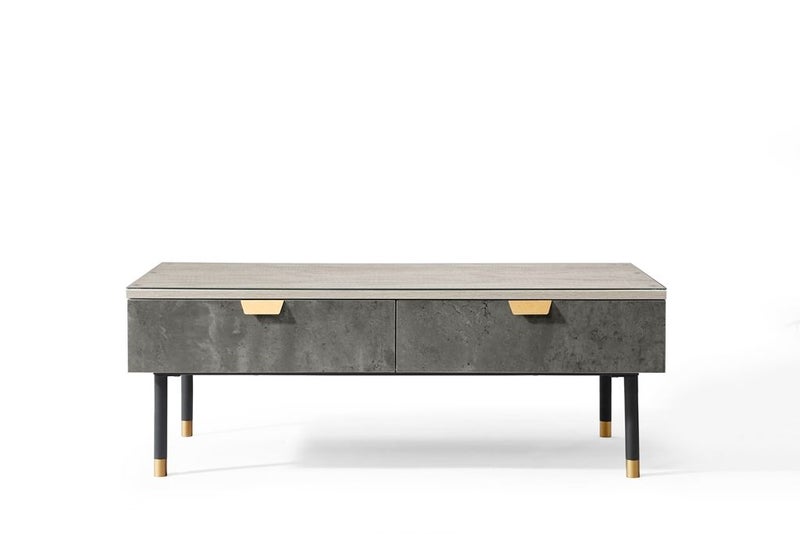 Coffee Table 2 Drawer 1.2m Temperd Glass Top Carousel 1