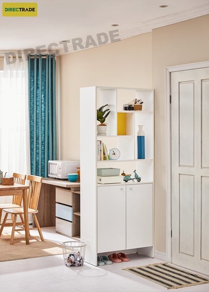 Bookshelf Display Cabinet Wall Shelves Divider Hall Stand 0.8m White Carousel 2