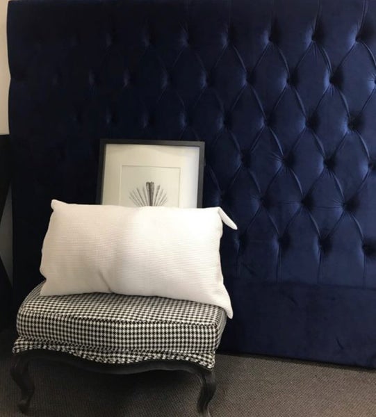 $300 off Buttoned SuperKing 150CM High Navy Velvet headboard Carousel 2