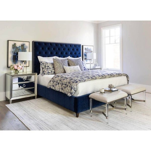$300 off Buttoned SuperKing 150CM High Navy Velvet headboard Carousel 6