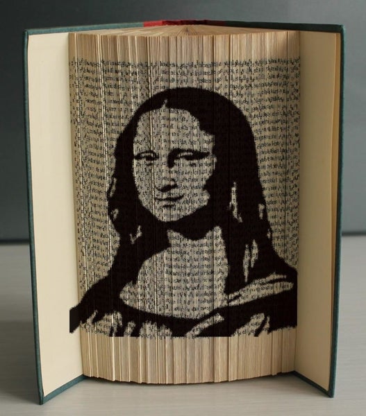 Mona Lisa portrait: Artwork Book Art, unique Home Decor Gift, image Carousel 1