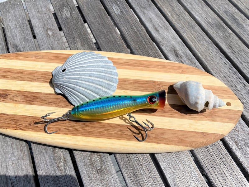 Gobbler Saltwater Popper Lure, Wooden Sea Fishing Bait with 3D