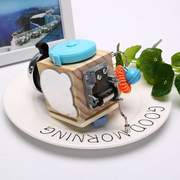 Busy Cube Montessori Toy Educational Wooden Activity Cube Style MUSIC AWARENESS Carousel 2
