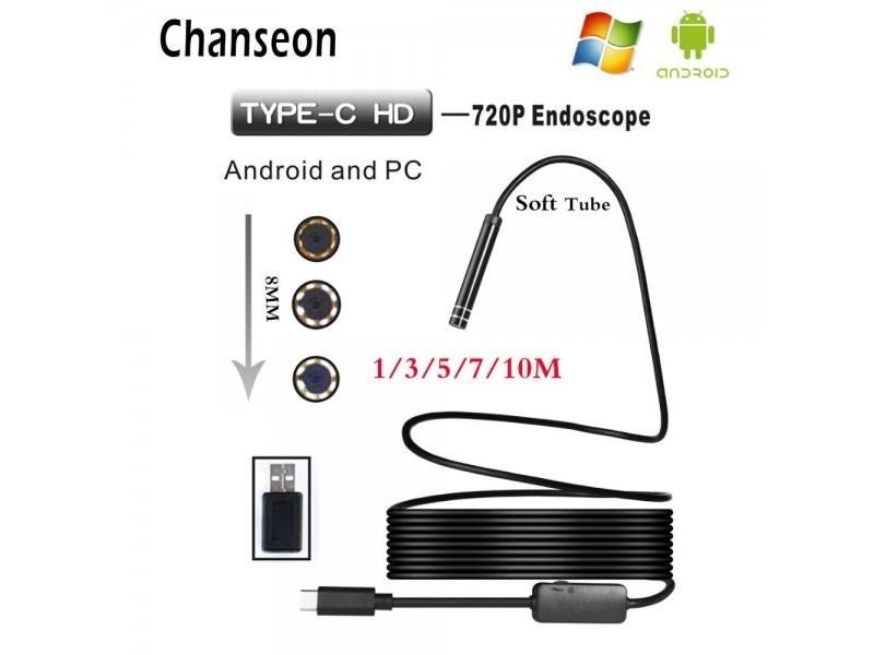 Chanseon HD 720P TYPE-C Waterproof Endoscope Camera 8 Led Adjustable Lights For Carousel 1