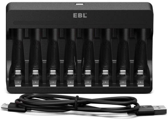 8 Bay Battery Charger w/ USB Charging Port for Rechargeable 1.5V AA AAA Battery62959511370753113