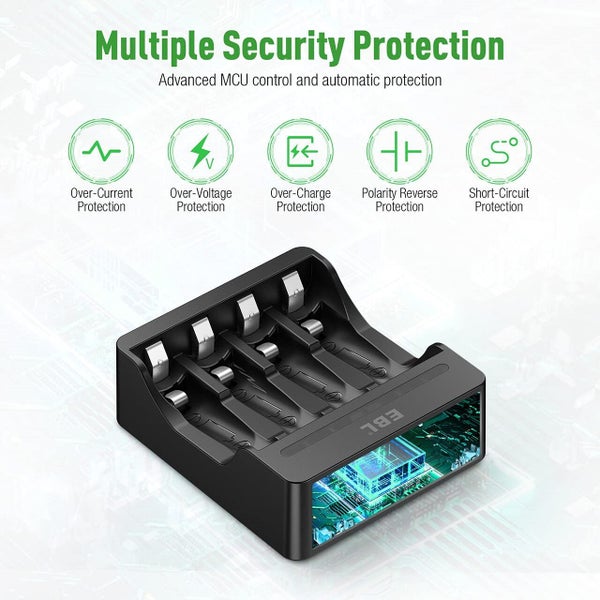 EBL 4-Bay AA AAA Charger for AA AAA Rechargeable Batteries62936667734017111