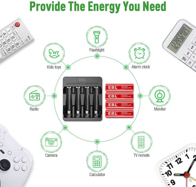 EBL 4-Bay AA AAA Charger for AA AAA Rechargeable Batteries62936667734017114