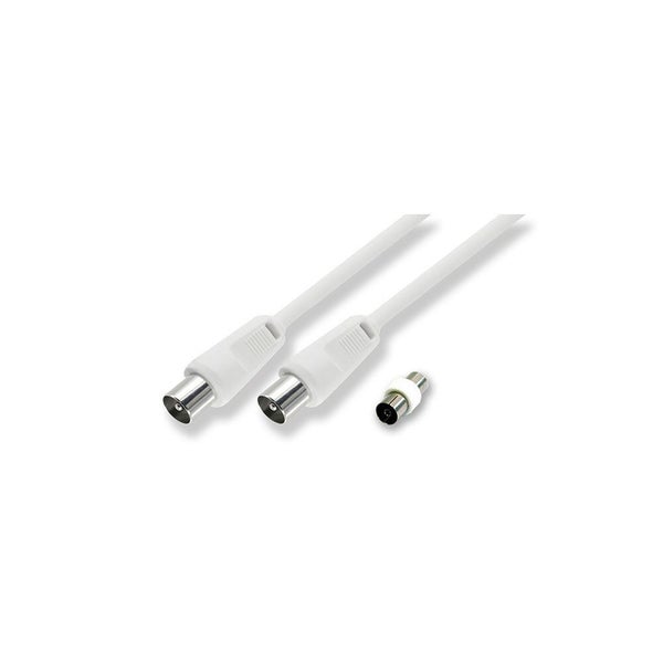Sansai 1.5m M to Male Antenna Flylead TV Coaxial Cable w Female Adaptor White Carousel 1
