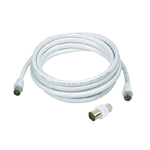 Sansai 10m M to Male Antenna Flylead TV Coaxial Cable w Female Adaptor White Carousel 1