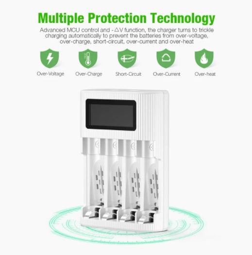 EBL 4Slots LCD Smart Charger for AA AAA NIMH NICD Rechargeable Battery -USB Port63864203518083114