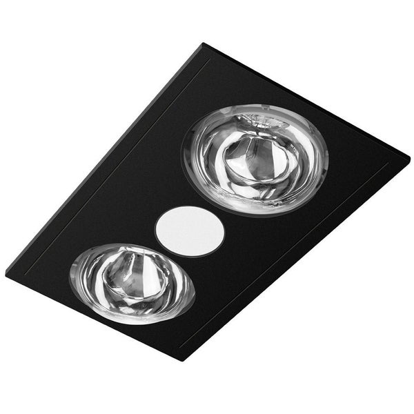 Sunair 3-in-1 2 Globe Bathroom 37cm Heater Exhaust Fan w 8W LED Downlight Black Carousel 1