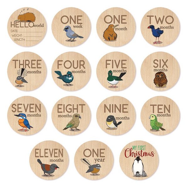 Milestone Discs Set - NZ Birds (15 Fabric Stickers) Carousel 2