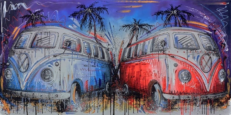 Free Shipping Canvas Art Print - VW Kombi Carousel 1