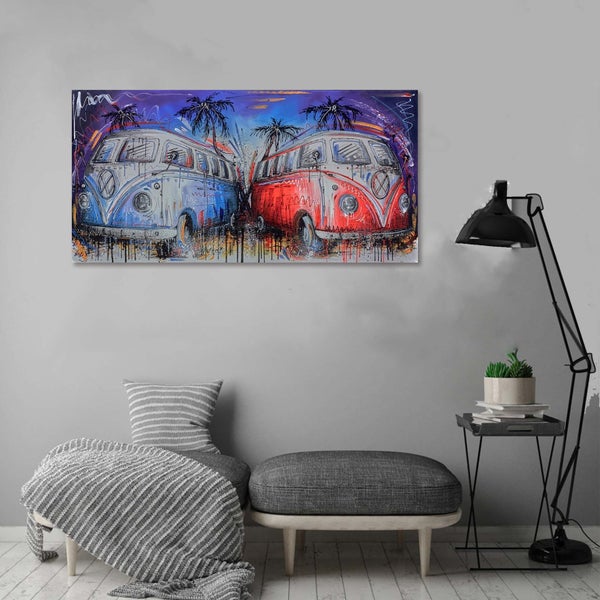 Free Shipping Canvas Art Print - VW Kombi Carousel 2