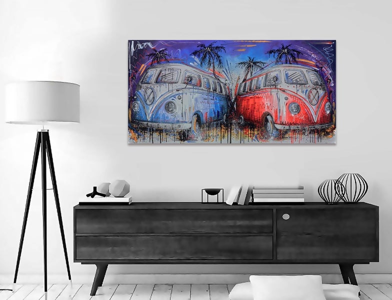 Free Shipping Canvas Art Print - VW Kombi Carousel 3