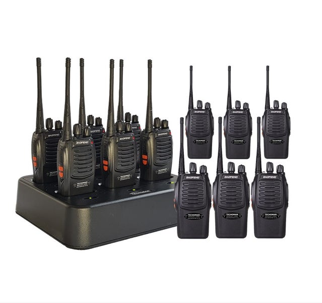 12x Baofeng BF-5C 2 WATT UHF PRS CB Walkie Talkies - 16 Channels & 6-way Charger Carousel 1