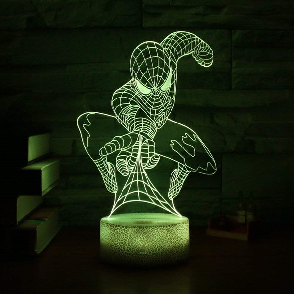 Spiderman 3D Night Lamp LED Light, Power By USB, 7 Changeable color Carousel 7
