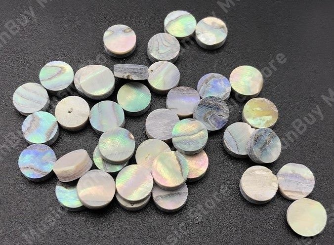 Round Abalone Inlay Guitar Fretboard Dot Marker Qty 1 White, Yellow or Abalone Carousel 2