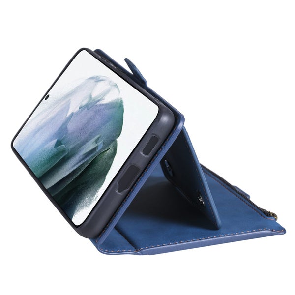 Galaxy A7 2018 A750 all in one PU leather wallet case front zip blue Carousel 6