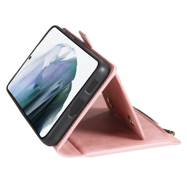 samsung galaxy a20s all in one PU leather wallet case front zip rose gold Carousel 6