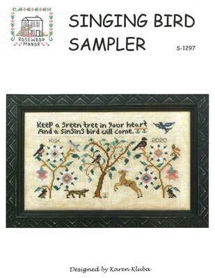 Rosewood Manor Cross Stitch Chart - Singing Bird Sampler Carousel 1