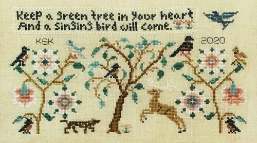 Rosewood Manor Cross Stitch Chart - Singing Bird Sampler Carousel 2