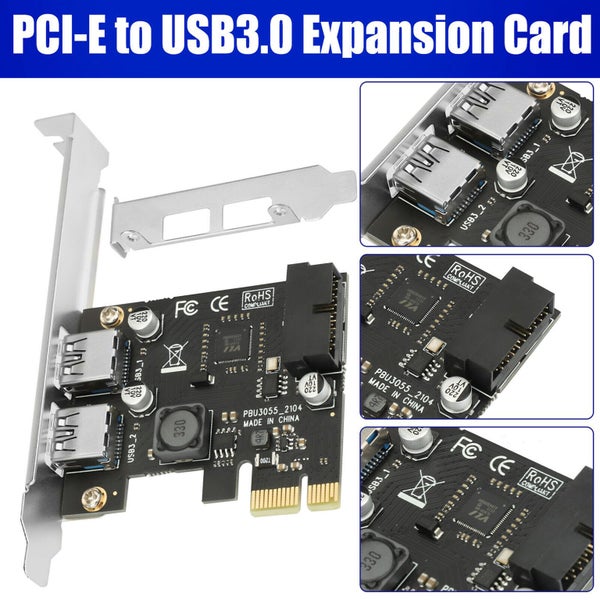 PCI-E to USB 3.0 Express Extender Card 2-port PCI 19-Pin Power Connector Adapter Carousel 1