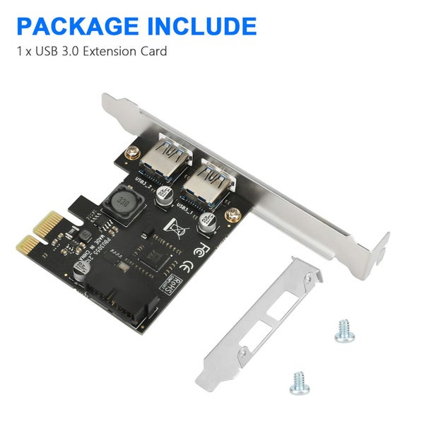 PCI-E to USB 3.0 Express Extender Card 2-port PCI 19-Pin Power Connector Adapter Carousel 9