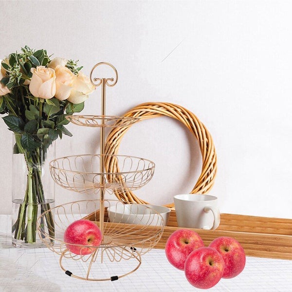 Storage Kitchen Cake Stand Decorative Dessert Holder Round Fruit Basket Carousel 2